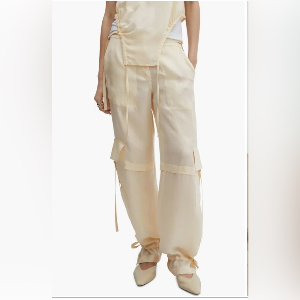 Mango Cream Silky Cargo Joggers
